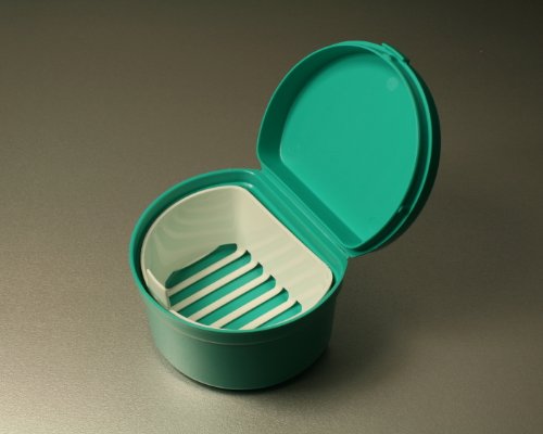 DNT Denture Soaking Cup and Storage Box with Rinsing Basket
