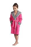Kinderbademantel Morgenmantel mit Kapuze zweifarbig pink...