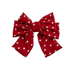 3 Layer Polko Dot Maroon Knot Knotted BowKnot Soft Hair Clips Solid Grosgrain Ribbon Hair Bows Tie for Girls Hair Accessories Hair Clips Hairpin Elegant Korean Barrettes Gift for Ladies and Women