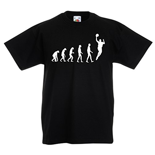 lepni.me T-Shirt per Bambini Evolution Basketball - Street Basket, Adoro Questo Gioco, Grande Regalo per i Fan (12-13 Years Nero Bianco)