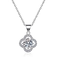 CHAOKEELRA Silver Pendant four-leaf clover Necklace for Women - S925 Sterling Silver with 18K Gold Plated, lucky Clover Design and 2-Carat D-Color Moissanite. Graceful and Auspicious!