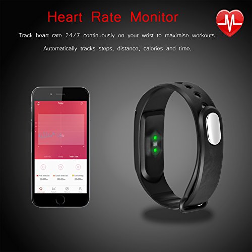 Fitness Tracker Armbanduhr, Toobur Pulsuhr, Drahtlose Aktivität und Schlaf-Tracker, USB-Ladekabel Touch Bildschirm Smart-Armband, Sportuhr mit Schrittzähler Kompatibel mit iPhone iOS und Android-Handy - 8