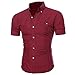 Produktbild Cloom Herren Kurzarm Herrenhemd Casual Style Männer Top Classic Slim Fit T-Shirt mit Polokragen Sommer Tops Pullover Bluse mit Knopf Sommerhemd Polohemd Herren 3XL Sschwarz Streetwear (M, Rot)
