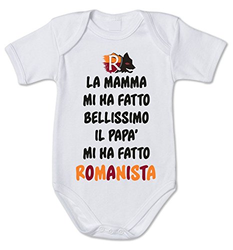 fashwork Body da Neonato - Pagliaccetto in Cotone la Mamma Mi ha Fatto Bellissimo Il papà Mi ha Fatto romanista - in Cotone by