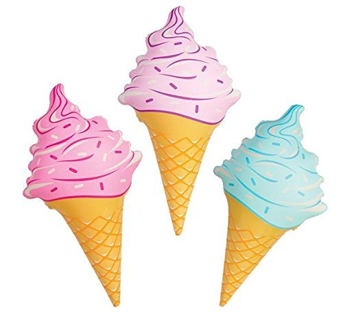 3 Pc - Inflatable Ice Cream Cones - 36 Inch - Inflate Ice Cream Cone Set