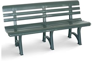 Tomaino - Banco de jardín de plástico resistente de 4 plazas para exteriores, para balcón, terraza (verde)