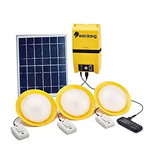 Sun King Home 120, 3 Solar Ceiling Lights with 12000 mAh Inbuilt Battery, USB Charging Port and 12 Watts Solar Panel