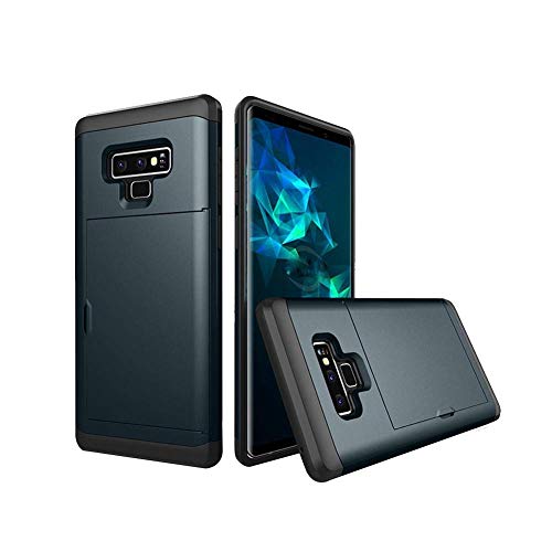 Preisvergleich Produktbild Nlkfgiujhri Handytasche, Case für Galaxy Note 9, ultradünnes, zweischichtiges Wallet-Design, mit Kartensteckplatz (Color : Navy blau, Size : -)
