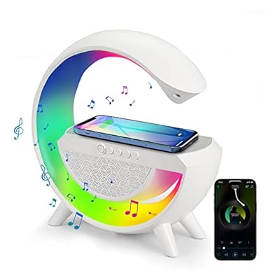 Rhythm Atmosphere Lamp With Wireless Charger, Intelligent Bedside Lamp With Bluetooth Speaker, Sunrise Wake Up Lamp,alarm Clock, App Control, Dimmable Led Night Light For Bedroom Home Office Decor