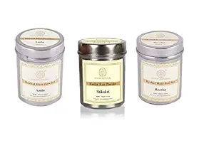 KHADI NATURAL Herbal Natural Amla, Reetha, Shikakai Powder Hair Care Combo