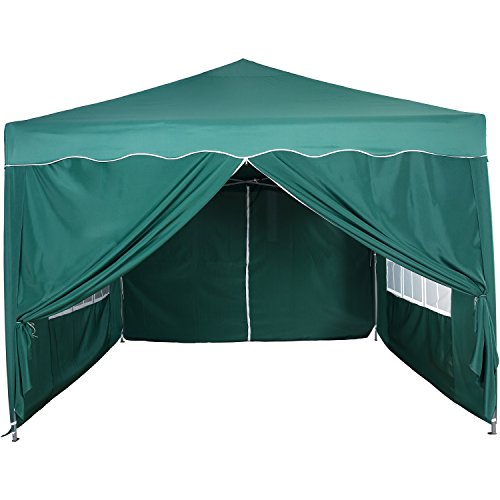 Faltpavillon 3×3 m mit 4 Seitenteilen, WASSERDICHT, Farben wählbar, inkl. Tragetasche + Zubehör, versiegelte Nähte, DIN ISO zertifiziert, Weiß Champagner Blau Grün Burgund Rot Anthrazit Schwarz - 3