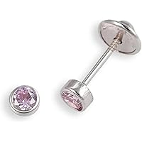 Mondepetit T1769P - Pendientes De Bebe/niña Oro 18 Kilates (18K) Patillas Turquesa 3 Mm. - Estuche Regalo - Certificado De Garantía