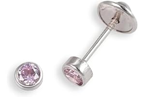 Turmalina - Pendientes bebe niña redondo circonita bañado en oro de Plata de Ley 925, pendientes con piedra, tamaño de 3 mm, de la marca de joyería Turmalina by Martina
