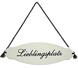 nostalgisches Design Dehner Gartenschild \'Lieblingsplatz\', ca. 30.5 x 10.5 x 0.3 cm, Stahl, weiß/beige