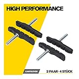 SITZT, PASST, WACKELT NICHT - Unsere rostfreien Bremsschuhe packen tierisch präzise zu. Schon beim Bremsen selbst, erst recht beim Einbau. Präzise auf Cantilever-Bremsanlagen zugeschnitten: Einfache, Schnelle Montage der Bremsschuhe.