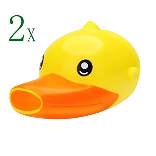 Wasserhahnverlängerung Extender für Kinder Hand waschen Badezimmer (3 Fraben & 5 Cartoon Tier) (Gelb Ente, 2 Stck)