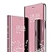 Produktbild DAYNEW Für Huawei Honor View 20 Hülle Handytasche,Standing Etui Slim Fit Mirror Make-Up Clear View Booklet Case Cover Etui für Huawei Honor View 20-Roségold