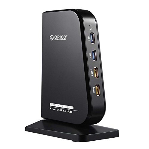 ORICO Powered Multifunktions-USB 3.0 7-Port Hub mit 2 x BC1.2 Ports für Daten-Sync und Lade-Tablets und Smartphones