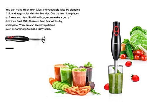 Easehold Ergonomischer Stabmixer 2-in-1 mit Zubehör, Edelstahl-Mixfuß (300 Watt) sonstige,600ml Messbecher. 2 Geschwindigkeitsstufen schwarz - 5