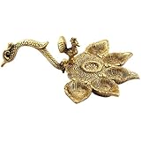 Diya with Peacock Handle Antique Gold Plated by Handicrafts Paradise