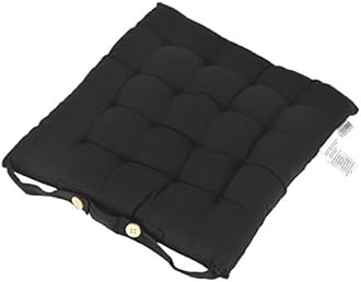 HOMESCAPES - Seat Pad - Black - 40 x 40 cm - Indoor - Garden - Dining - Chair Cushion - 100% Cotton - Well Filled - Easy Care - Washable At Home
