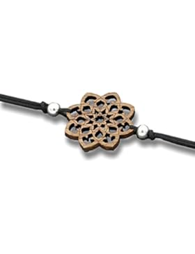 Mandala des Lebens - Armband aus Holz mit Textilband