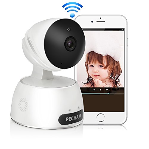 Preisvergleich Produktbild PECHAM HD WiFi Überwachungskamera, Wireless IP Kamera Bewegungserkennung, Nachtsicht, 2-Wege-Audio, Fernbedienung Steuerung von Smartphone App für Haus und Geschäft (Innen ip kamera)