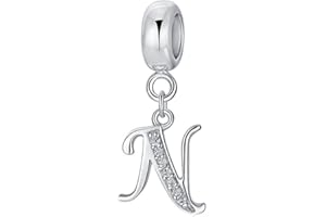 YIRONG JEWELRY Abalorios de Plata 925 con Letra - Alfabeto, Inicial, Aniversario y Palabras - Compatible con Pulseras Pandora