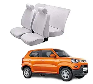 autokaar Denim Fabric CAR SEAT Cover for Maruti Suzuki S PRESSO , White