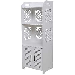 hollylife Armoire de Salle de Bain MDF Blanc 3 en 1 Meuble Stockage de Salle de Bains 80x30x22cm Meubles de Rangement Etanche Cabinet Etagère Salle de Bains pour Chambre, Couloir, Toilettes