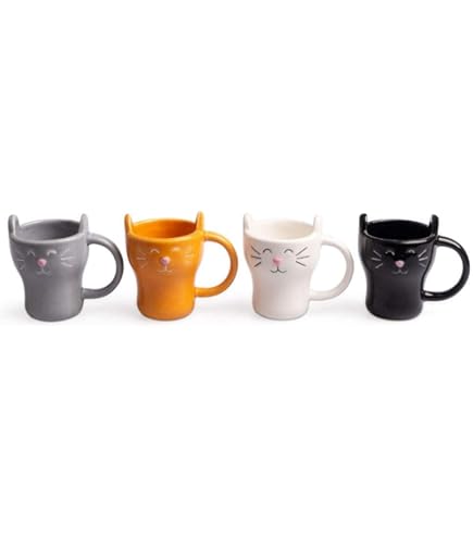 Set 6 Tazzine Da Caffè In Ceramica Con Gatti - Ideali Per Colazione E Regalo - Foto 5
