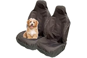 Carseatcover-UK Universal Car Seat Covers for Dogs, Dog Car Seat Cover, Heavy Duty Black Waterproof Front Car Seat Protector & Van Seat cover, Non slip, Wipeable & Easy Fit