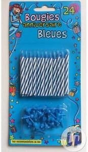 otro Set of 24 BLUE birthday Fet candles