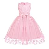 Am Oberteil verziert es mit Spitzen und 3D Blumen, Taillegürtel mit bezaubernden Blumen, hoch-tailliertes Design, plissierter Tüll Rock, versteckter Reißverschluss am Rücken.