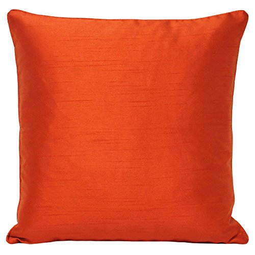 PAIR BURNT ORANGE FAUX SILK CUSHION COVERS 18" X 18" ~45 X 45 CM