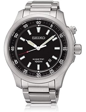 Seiko–ska685p1–Kinetic–Zeigt Herren–Kinetic Analog–Zifferblatt schwarz Armband Stahl Grau