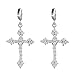 SELOVO Tropfen Creole Ohrringe für Damen Diamant Zirkonia Kristall Gothic Kreuz Silber-Ton