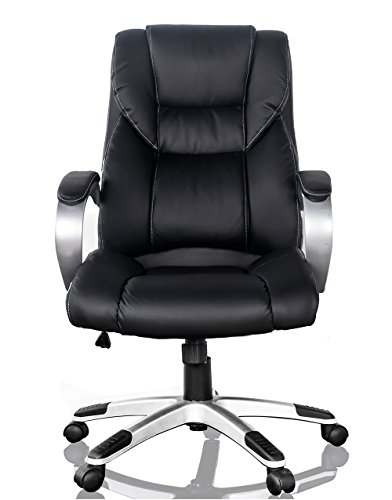 LIFE CARVER LUXURY SWIVEL PU LEATHER EXECUTIVE OFFICE FURNITUE COMPUTER DESK OFFICE HOME CHAIR PC(Black)