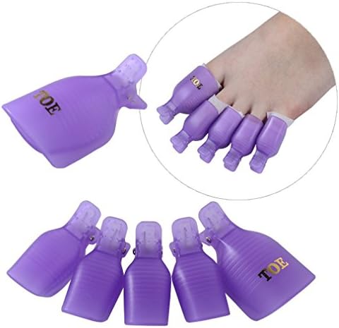 Martians 10pcs Wearable Toenail Soaker Clip Caps UV Gel Polish Remover Clamp Manicure Easy Remove Lacquer Tips Wrap Tool Purple