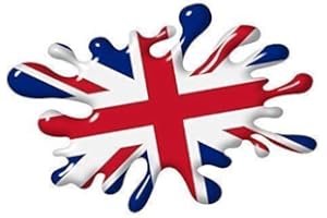 NUGOYA Sticar-it Ltd 3D Mira Impresa Effect Bandera de Reino Unido Retro Splat Impreso Vinilo Coche Moto Pegatina 150x100mm Apróx