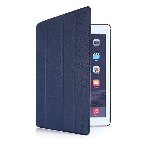 iHarbort® iPad Air 2 Hülle – Premium PU Leder Tasche Hülle Etui Schutzhülle Ständer Smart Cover für iPad Air 2, mit Schlaf / Wach-up-Funktion (iPad Air 2, dunkelblau) - 2