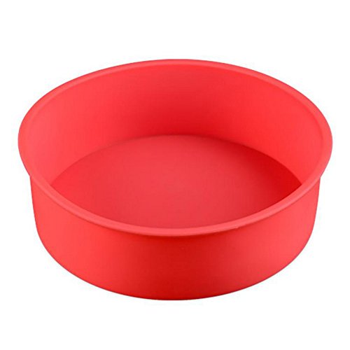 JuneJour Moule à gâteau rond en silicone flexible anti-adhésif Silicone, Red, 17cmx5.5cm