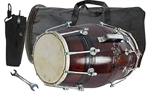 GT manufacturers Wooden Musical Instrument Dholak Drum Nuts & Bolt With Full Kit Design1 (Brown)