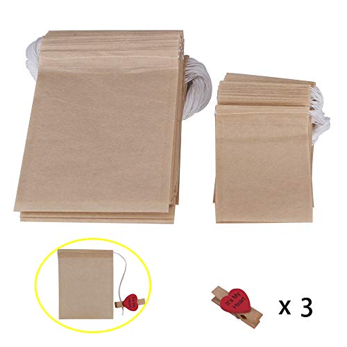 Benail 300 bolsas de papel para filtro de té con cordón desechable papel bolsas de té sin blanquear bolsa de papel vacío con 3 clips como bono