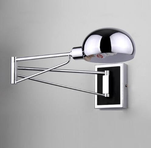 antique black retro industrial MINI adjustable wall lamp with long swing arm for workroom bedside bedroom illumination sconce