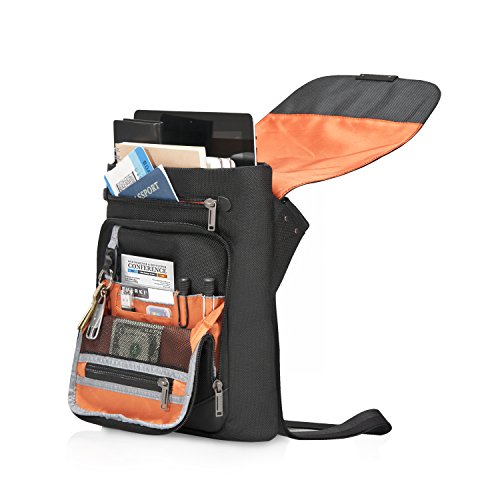 Everki Venue XL – Premium RFID Mini Messenger für iPad Pro 12 Zoll / Surface Pro / MacBook 12 Zoll / Tablet bis 13 Zoll mit durchdachtem Fächer-Konzept und weiteren hochwertigen Funktionen, Schwarz - 4