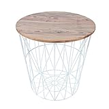Dieser Drahtkorb mit Holzplatte ist perfekt als dekorativer Couchtisch oder Beistelltisch geeignet, doch auch im Schlafzimmer als Nachttisch oder als Wäschekorb kann der Tisch genutzt werden