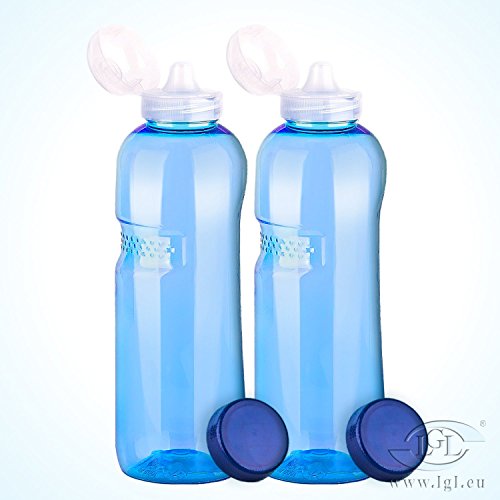 2 x Trinkflasche 1L mit Sportdeckel Wasserflasche aus Tritan (Bisphenol A frei) - 2