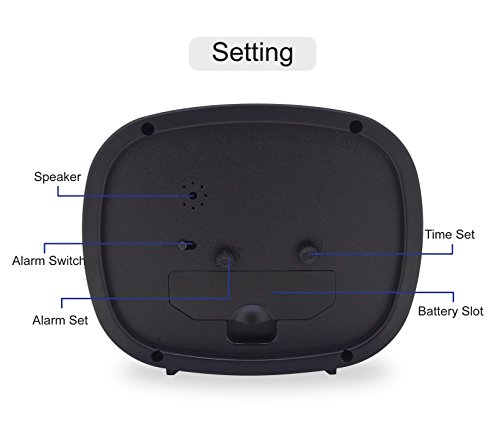 Königswerk Wecker mit 3D-Ziffern und lautem Alarmton, geräuschlos, Quarzuhrwerk, analog – schwarz - 5