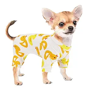 Chihuahua Pajamas, Dog Pajamas for Small Dogs Girl Boy, Cute Warm Puppy Pjs for Yorkie Teacup, Soft Pet Onesies, Tiny Dog Clothes Outfit,Doggie Jumpsuits Cat Clothing (X-Small, Ducks)